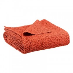 Jeté de lit MAIA de Vivaraise IVOIRE coton gaufré façon nid d'abeille