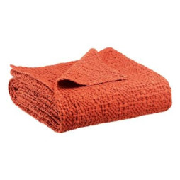 Jeté de lit MAIA de Vivaraise IVOIRE coton gaufré façon nid d'abeille