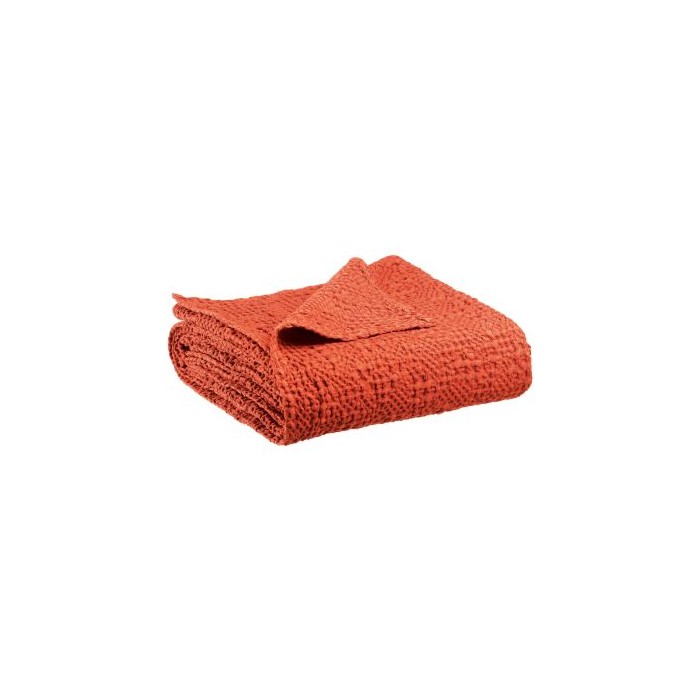 Jeté de lit MAIA de Vivaraise IVOIRE coton gaufré façon nid d'abeille