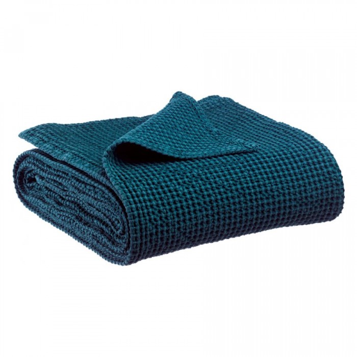 Jeté de lit MAIA de Vivaraise IVOIRE coton gaufré façon nid d'abeille