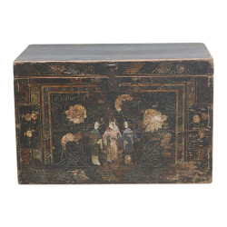 Coffre ancien peint à la main – Peuplier du Shanxi | Pièce unique centenaire