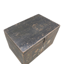Coffre ancien peint à la main – Peuplier du Shanxi | Pièce unique centenaire