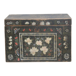 Coffre ancien peint à la main – Peuplier du Shanxi | Pièce unique centenaire