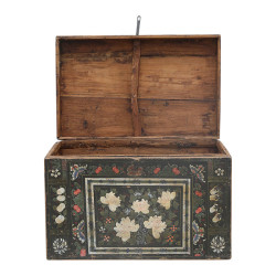 Coffre ancien peint à la main – Peuplier du Shanxi | Pièce unique centenaire