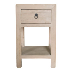 Table d’appoint en pin naturel – Meuble avec étagère | Style rustique chic