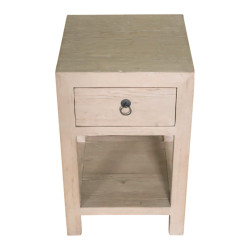 Table d’appoint en pin naturel – Meuble avec étagère | Style rustique chic