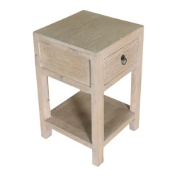 Table d’appoint en pin naturel – Meuble avec étagère | Style rustique chic