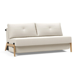 Modulable avec une structure en métal, pieds et accoudoirs en chêne massif.