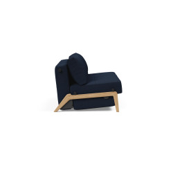 Modulable avec une structure en métal, pieds et accoudoirs en chêne massif.