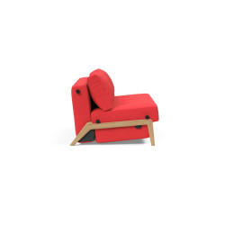 Modulable avec une structure en métal, pieds et accoudoirs en chêne massif.