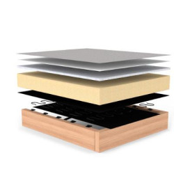 Modulable avec une structure en métal, pieds et accoudoirs en chêne massif.