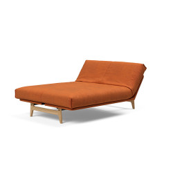 Canapé convertible Aslak Wood 140x200 orange rouille – futon ou matelas au choix