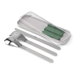 Couvert SLIM BOX de MONBENTO en inox avec boite de rangement vert