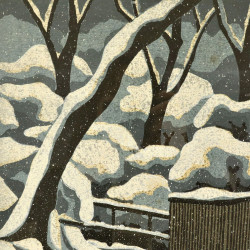 L'hiver au temple Giō-ji | Estampe originale de Masao Ido