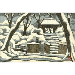 L'hiver au temple Giō-ji | Estampe originale de Masao Ido