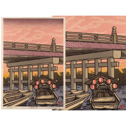 Karahashi no Asa - Matin au pont de Karahashi | Estampe de Katsuyuki Nishijima