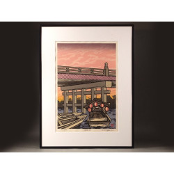 Karahashi no Asa - Matin au pont de Karahashi | Estampe de Katsuyuki Nishijima