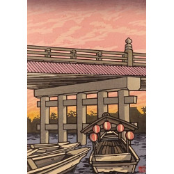 Karahashi no Asa - Matin au pont de Karahashi | Estampe de Katsuyuki Nishijima