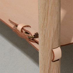 Table basse cuir et bois massif AMAC