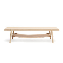 Table basse cuir et bois massif AMAC