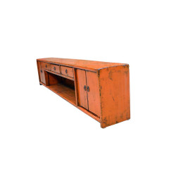 Meuble Kang – Vieux pin orange laqué | Design apaisant et authentique