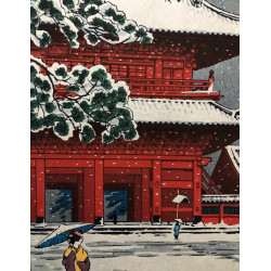 Porte Sanmon du temple Zōjō-ji (1953) | Estampe originale de Kasamatsu Shirō