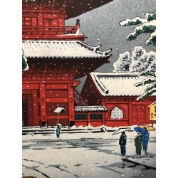 Porte Sanmon du temple Zōjō-ji (1953) | Estampe originale de Kasamatsu Shirō