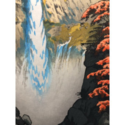 Chute Kegon à Nikkō | Estampe originale de Kasamatsu Shirō