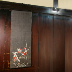 Tapisserie japonaise HATSUYUKI, piments sous la neige