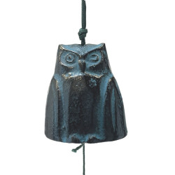 clochette a vent japonaise furin hibou en fonte