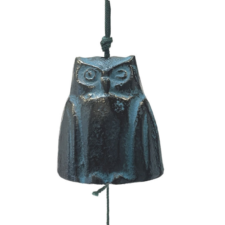 clochette a vent japonaise furin hibou en fonte