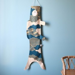 Koinobori Matsu Blue Madame Mo en coton biologique