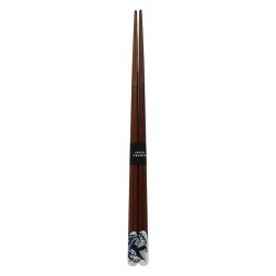 Paire de baguettes japonaises KUJIRA, bout en porcelaine bleu et blanc décor baleine