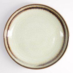 assiette japonaise wasabi beige 22 cm pasta plate vue dessus