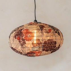 Suspension en tissu naturel TESUU Herbarium allumée motif floral ovale