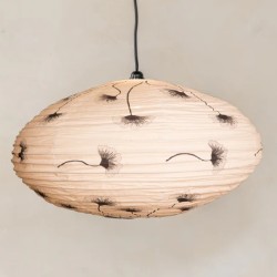 Suspension en tissu naturel TESUU Gingko détail du motif végétal