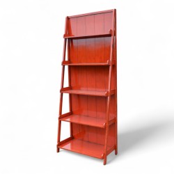 Étagère chinoise en pin laqué rouge à 5 tablettes