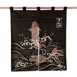 Noren japonais en coton avec poisson inspiré des carpes koi