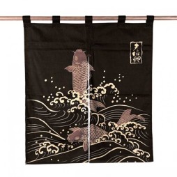 Noren japonais en coton avec poisson inspiré des carpes koi