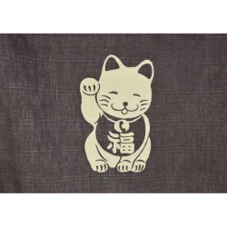 Détail noren japonais chat maneki-neko porte-bonheur