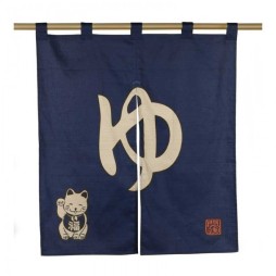 Noren japonais en coton avec caractère yu, symbole des bains japonais et ambiance zen