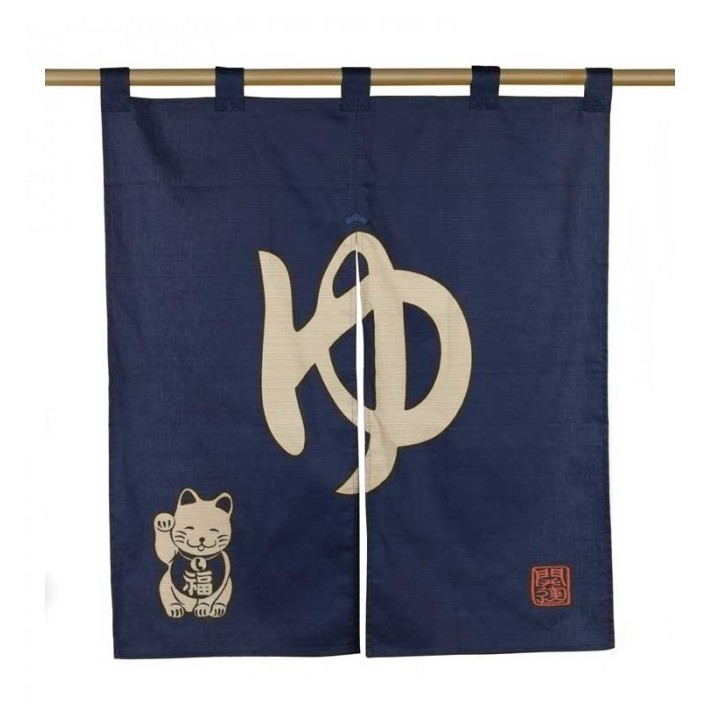 Noren japonais en coton avec caractère yu, symbole des bains japonais et ambiance zen