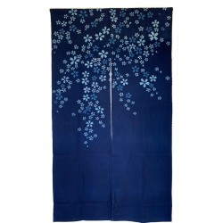 Noren japonais sakura 85x150 cm | Indigo fleurs cerisier