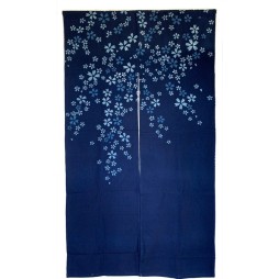 Noren japonais sakura 85x150 cm | Indigo fleurs cerisier