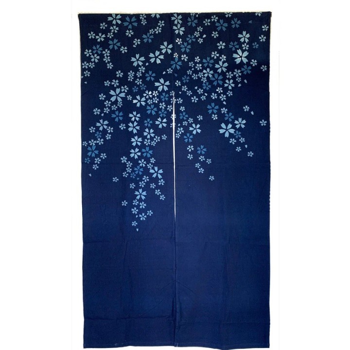Noren japonais sakura 85x150 cm | Indigo fleurs cerisier