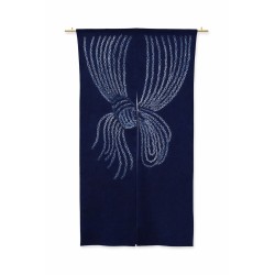Noren japonais indigo motif nœud musubi en coton