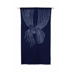 Noren japonais indigo motif nœud musubi en coton