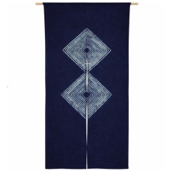 noren japonais indigo motif double losange en coton