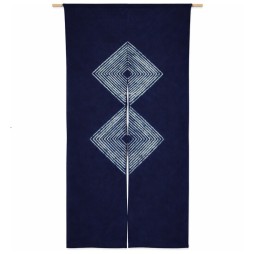 noren japonais indigo motif double losange en coton