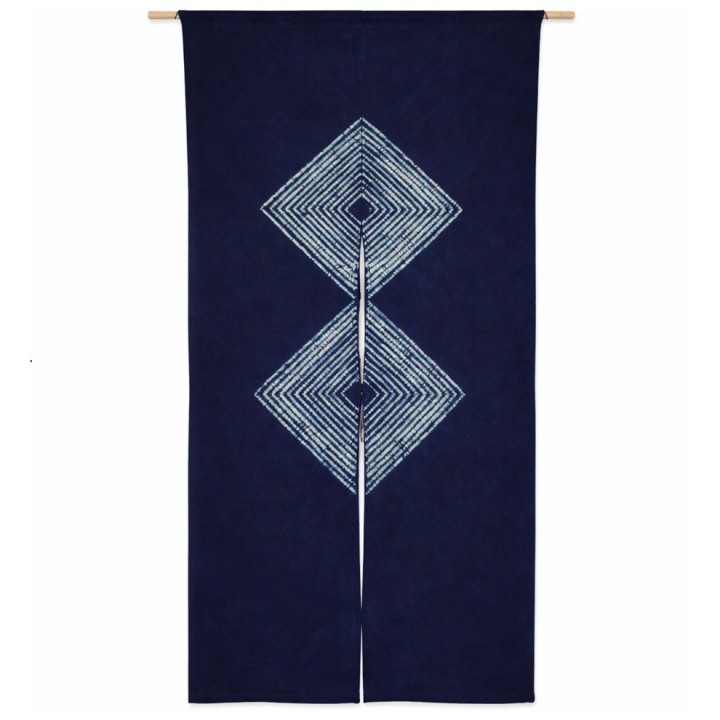 noren japonais indigo motif double losange en coton